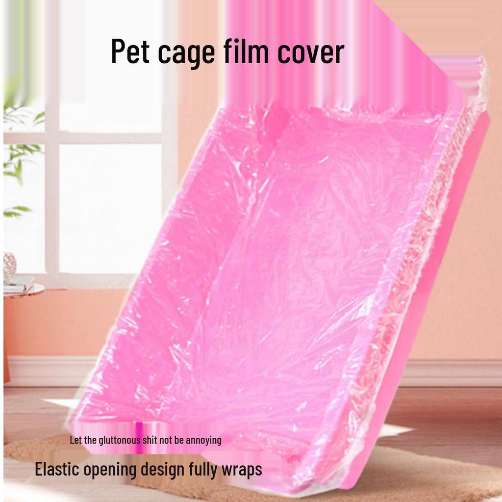 Disposable Elastic Plastic Film Cover for Pet Cages - Fits Rabbit, Cat, Dog Trays