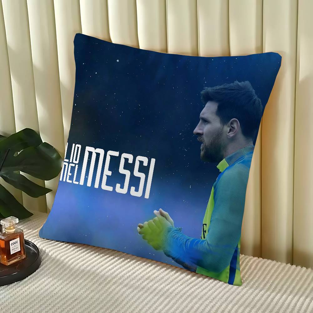 

Football Star L-Lionel M-Messi Office Cushion Pillowcase Car Cushion Cover45X45CM Lumbar Pillowcase Sofa Pillowcover 16x16Inch