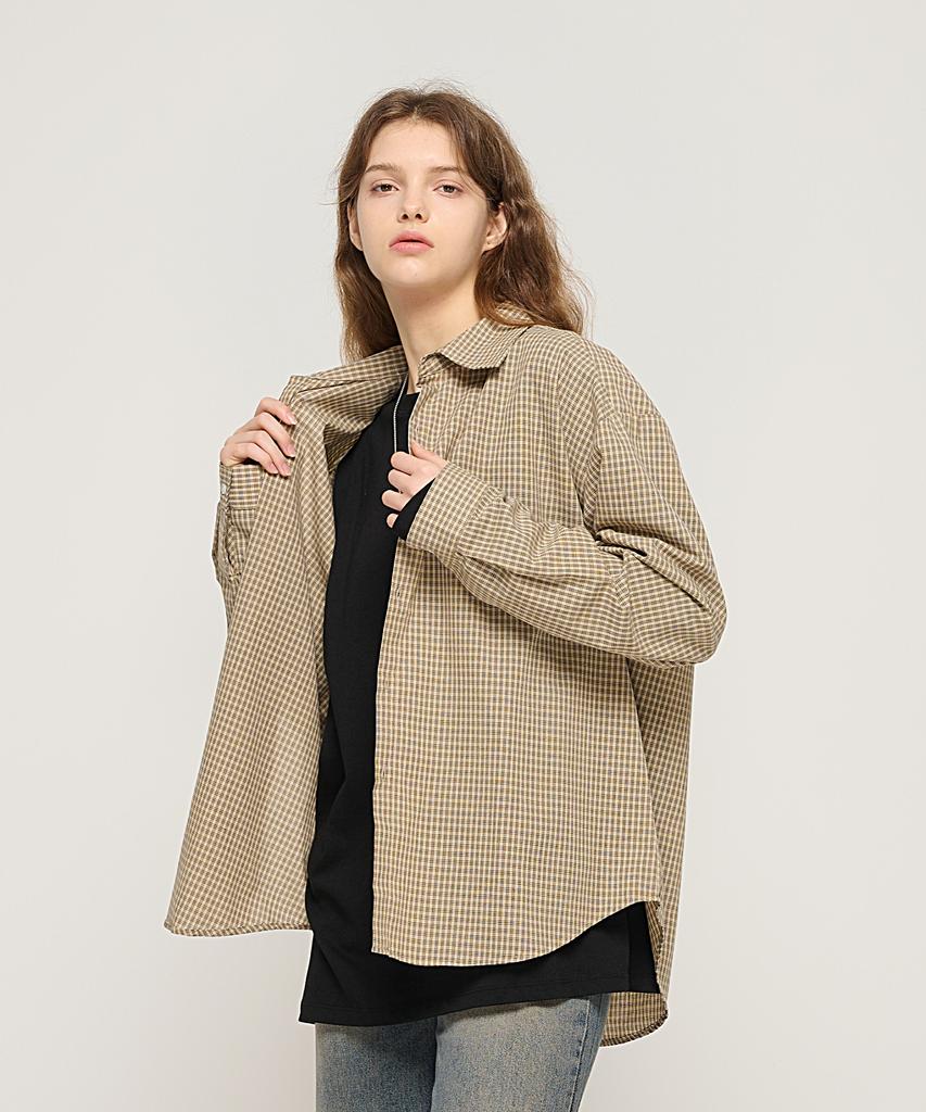 CARGOBROS FOR WOMAN Wrinkle-Free Simple Check Shirt (Beige)