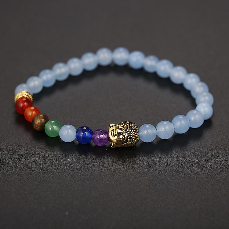 6Mm Natural Stone Green Dongling Agate Buddha Head Bracelet Jade