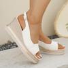 2026 Summer Women's Platform Wedge Sandals Peep Toe Buckle Strap Roman Plus Size Casual Shoes