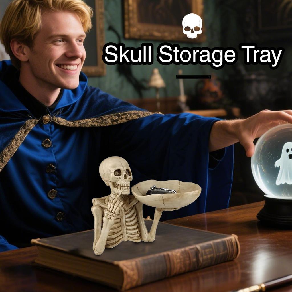 Skeleton Storage Tray Halloween Candy Dish Resin Storage Container Ornament for Tabletop Party Supplies Fruit Candy Holiday