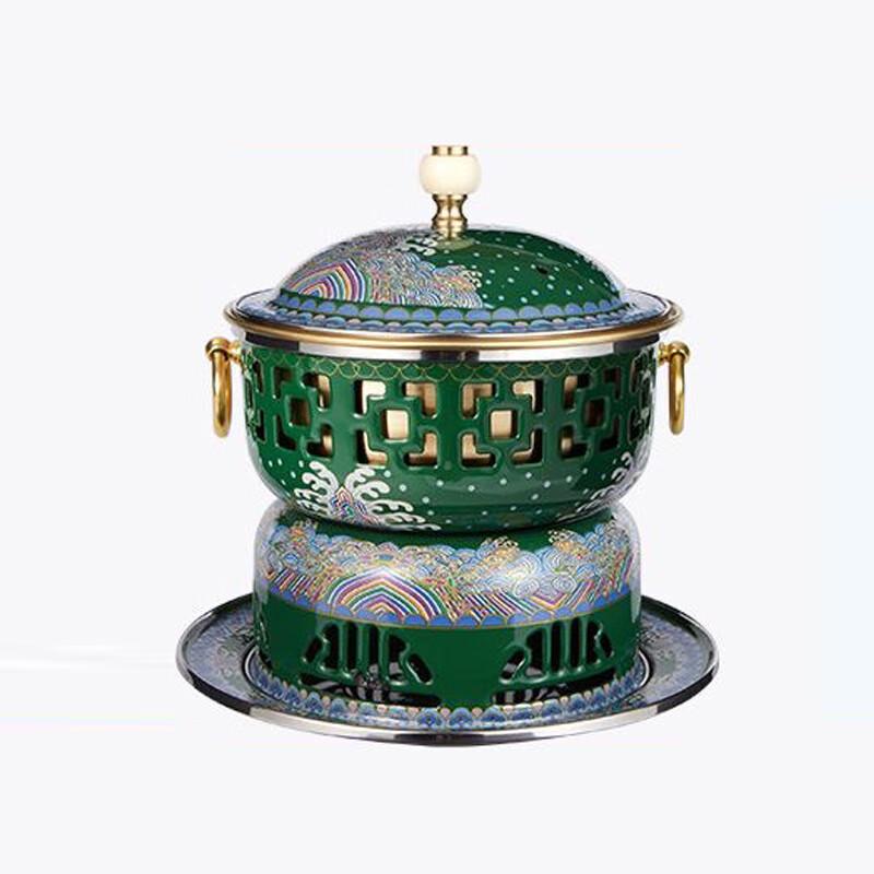 Cloisonné Copper Personal Hot Pot with Alcohol Stove