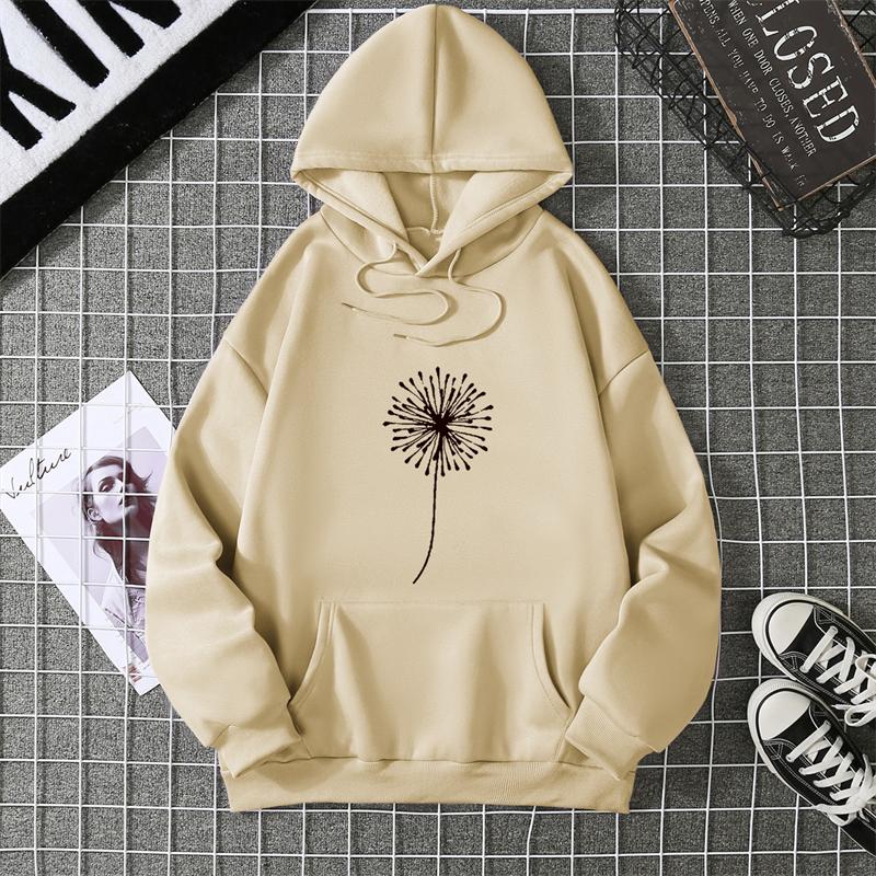 Dandelion Print Multicolored Tops Hoodie Korean Harajuku Aesthetic Hoodies Goth Women Autumn Winter Pullover Sweatshirt