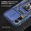 Armor Series For Motorola Moto G54 5G Case PC+TPU Kickstand Phone Cover with Slide Lens Protector