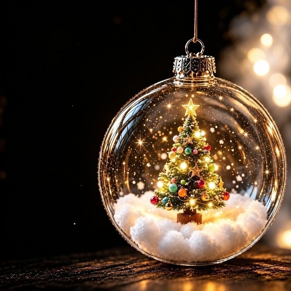 2D Flachmuster Weihnachtsbaumkugel-Schmuck Transparente Feiertagsbaum-Dekoration Geschenketausch