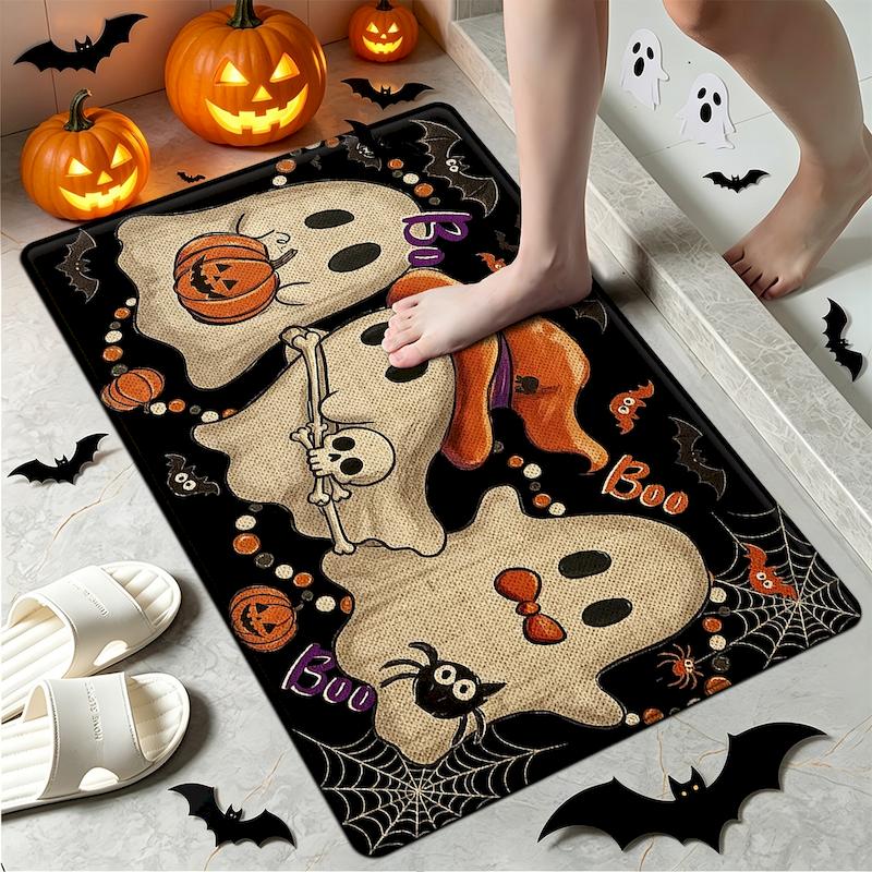 Halloween Cute Ghost Door Mat Bathroom Entrance Non Slip Floor Mat Kitchen Soft Carpet Home Decoration