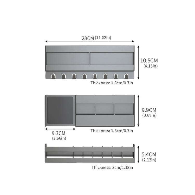 Space Saving 3 Piece Bathroom Shelf Set Not Drill Mounting Deep Hook Magnetic Door Organizers with 28cm Length for Home