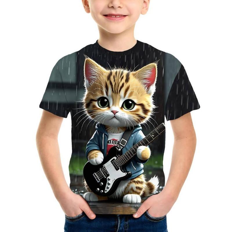 Digital Printing Unisex T-shirt Short Sleeved Summer Children's Round Neck Top