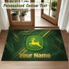 Tappeto Quadrato in Velluto di Cristallo Nome Personalizzato Motivo John Deere Antiscivolo Decorazione Pavimento Casa Tappeto