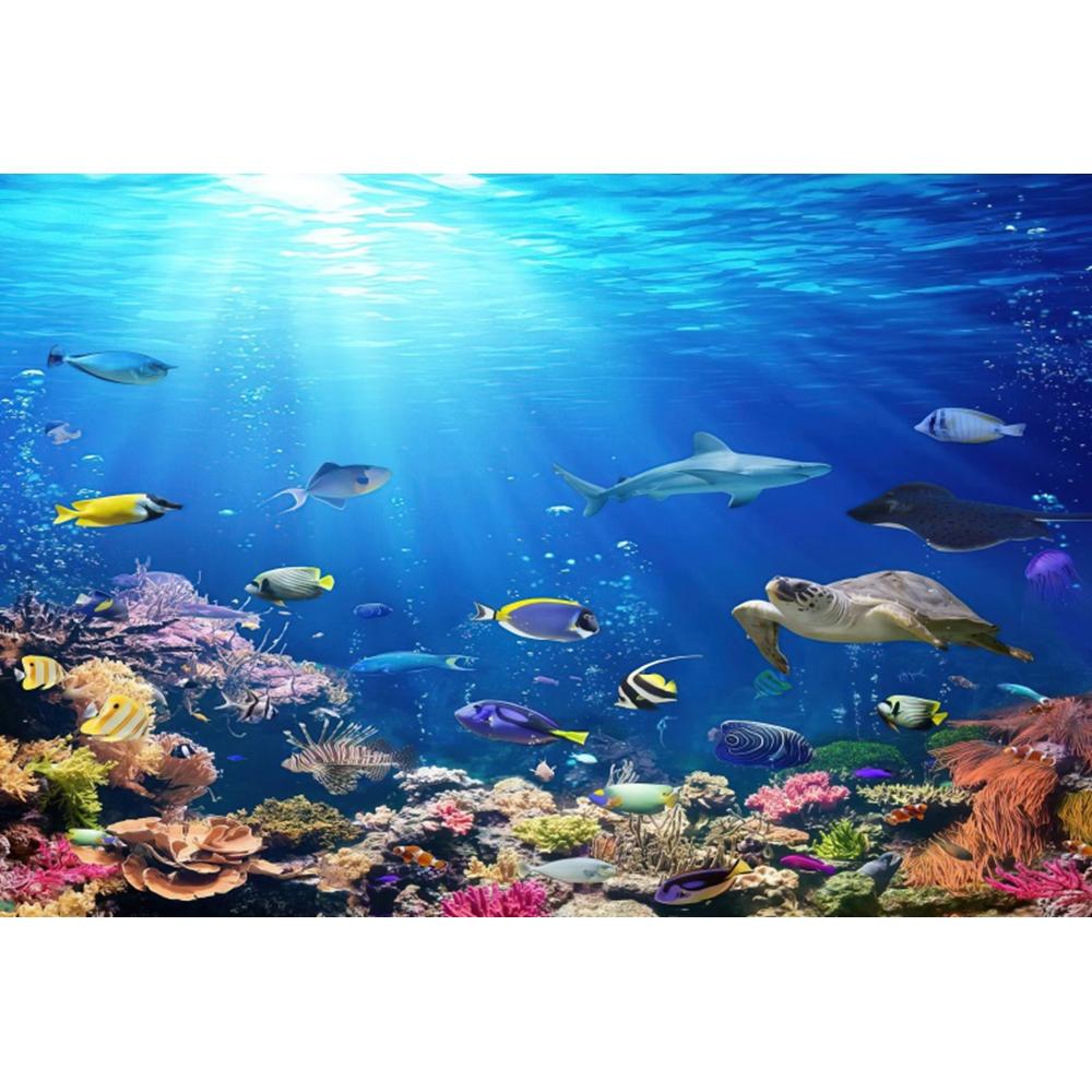 Underwater World Backgrounds for Photographs Ocean Fish Coral Fish Tank Decor Aquarium Scene Portrait Backdrop Shooting Props