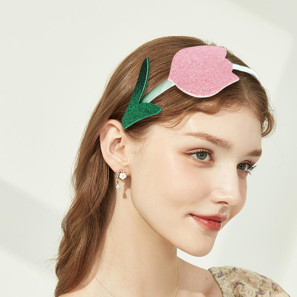 Glitter Flower Headbands Sweet Tulip Hairband Children Head Bands For Girls Sequin Printed Heart Headband Kids Hair Piece