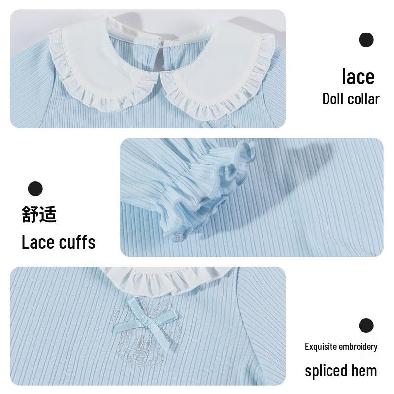 Disney Girls' Embroidered Doll Collar Long-Sleeve T-Shirt