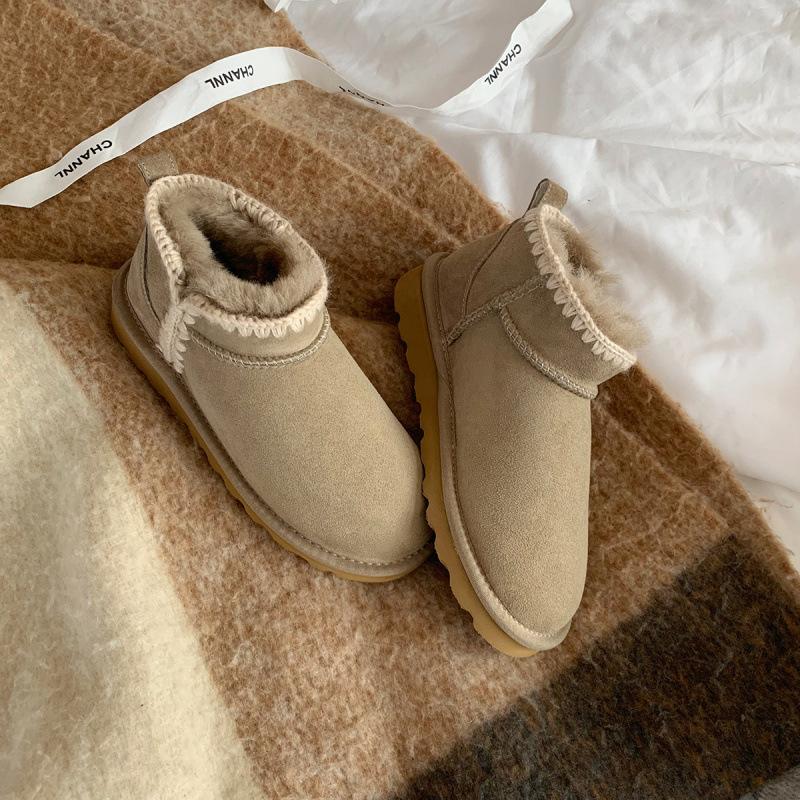 thick-soled bread warm cotton shoes with fleece and fur integrated snow boots women's winter models
