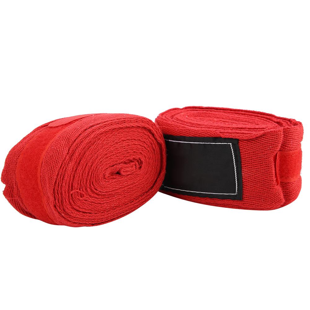 2PCS 5M Cotton Lengthened Boxing Hand Wraps Handwraps Bandages for Training (Red)