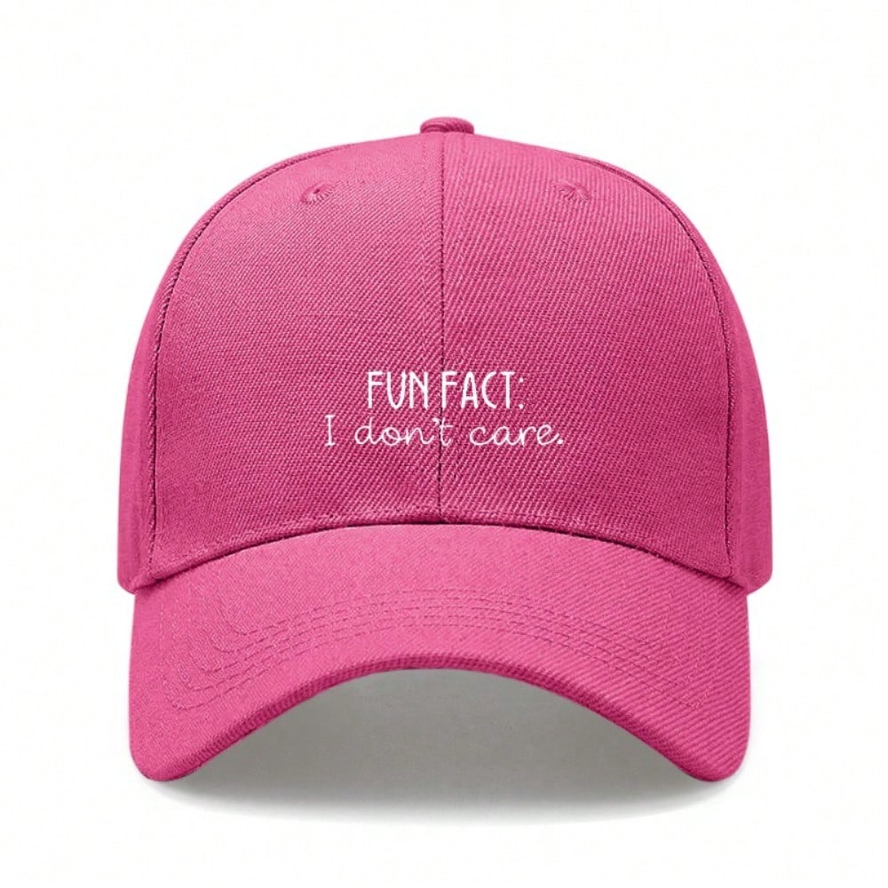 [Casual Baseball Cap] Beige "FUN FACT: I Don't Care." Print Baseball Hat, Adjustable Breathable Lightweight Curved Brim, Daily Wear Sun Dad Hat