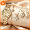 Xiaomi 6PCS Luxury Rhinestone Women Watch Heart Jewelry Set Fashion Arabic Dial Ladies Quartz Wristwatches Relogio Feminino Clock Gift