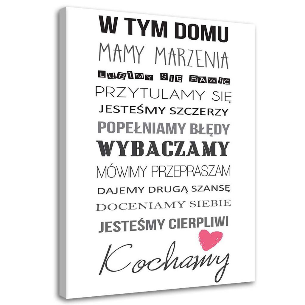 Canvas Print, In This House Typography