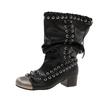 Polished straps Martin boots Spring and summer new push boots Women's thick-soled thick-heeled short boots Handsome short boots Locomotive boots