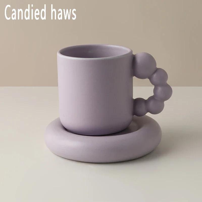 Nordic Ceramic Mug Fat Handle Coffee Cup and Saucer Set High Temperature Heat Insulation Water Self Stirring Drinkware Hot