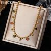 EILIECK 316L Stainless Steel Colored Zircon Crystal Beaded Necklace For Women High Quality Rustproof Neck Jewelry Girls Gift