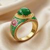Europe, America, popular retro egg surface enamel with zircon ring, new Chinese temperament, personalized fashion ring