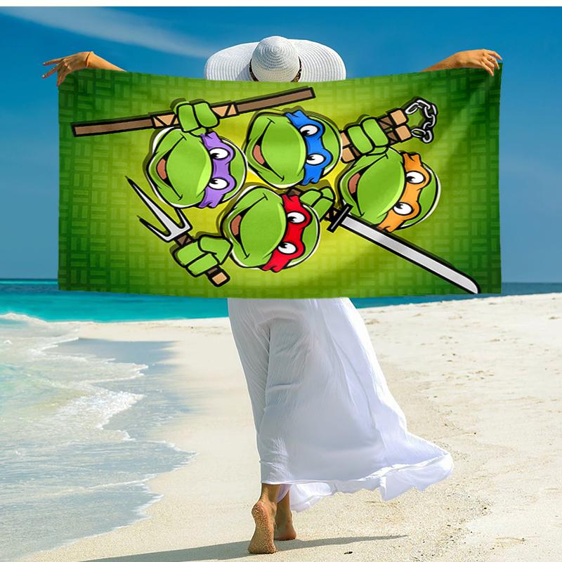 1pc Teenage Mutant Ninja Turtles Beach Towel, Comfortable and Thick, and Swimming/Bath/Picnic/Camping Towel, Suitable for Seaside Beaches