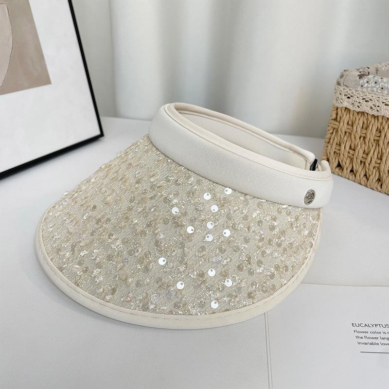 

Light luxury sequined headband empty top hat women s summer outdoor travel cycling large brim sun hat tide