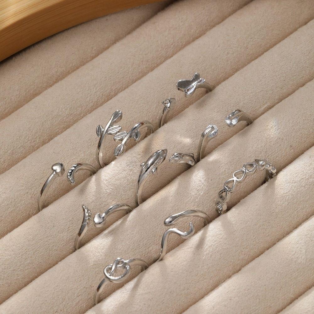 Opening Butterfly Foot Ring Set Vintage Crystal Finger Ring Exquisite Heart Toe Rings  Girls