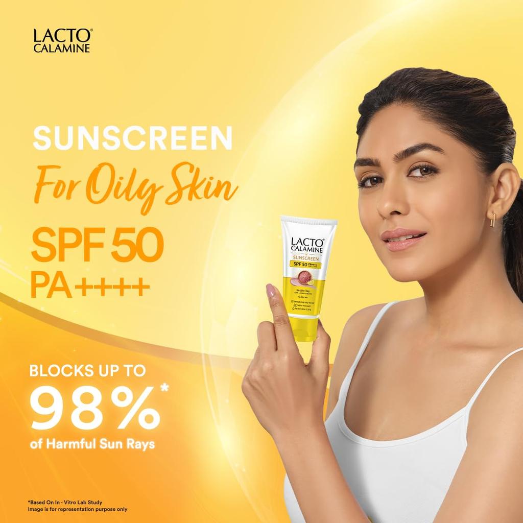 Lacto Calamine Sunscreen SPF 50 PA+++ For Oily Skin 50 g Lightweight Matte Finish Water Resistant No White Cast