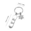 Metal Snowboard Snowboarder Keychain Snowboarding Keychain Snowboard Key Ring Snowflake Pendant
