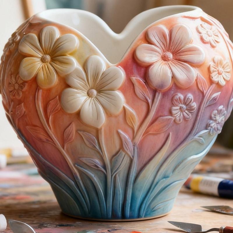Multifunctional Heart Flower Vessel Silicone Mold for Handmade Home Deck Jewelry Crafting and Artistic Gift Creations