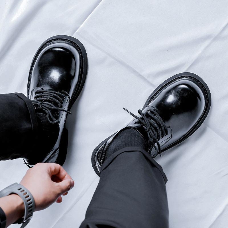 2024 spring black original black sole big head leather shoes men's niche casual British style heightened derby shoes 3209-R