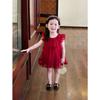 Girls Summer Princess Dress With 3D Flower Flutter Sleeves Elegant Baby Birthday Party Gown For Toddler