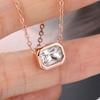 Minimalist Square Colorful Crystal Pendant Necklace for Women Rose Gold Color Choker Chain on The Neck Jewelry Girls Gift KCN044