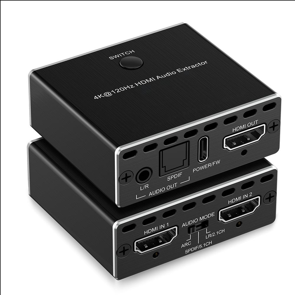 8K HDMI 2.1 Audio Extractor ARC 2 In 1 OUT CEC EDID HDMI Switch 2x1 for PS5 Amplifiers Soundbars