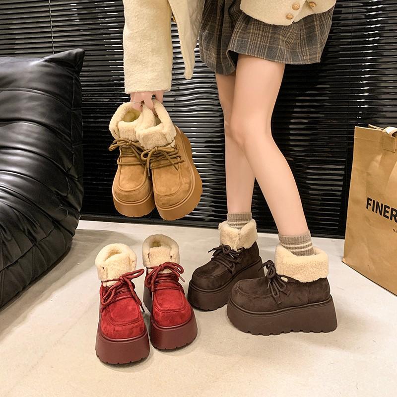 Snow boots heightened non-slip thick-soled snow boots women's new autumn and winter velvet thickened front strap