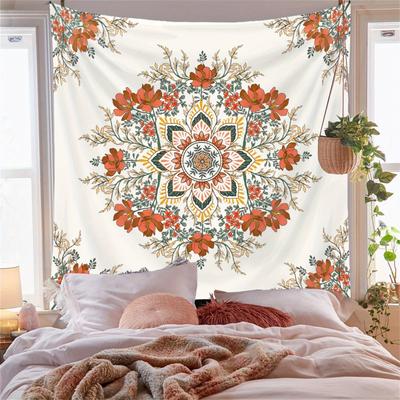 1pc Bohemian Floral Tapestry Wall Hanging - Psychedelic Botanical Print, Soft Polyester Suede Fabric, Perfect for Living Room