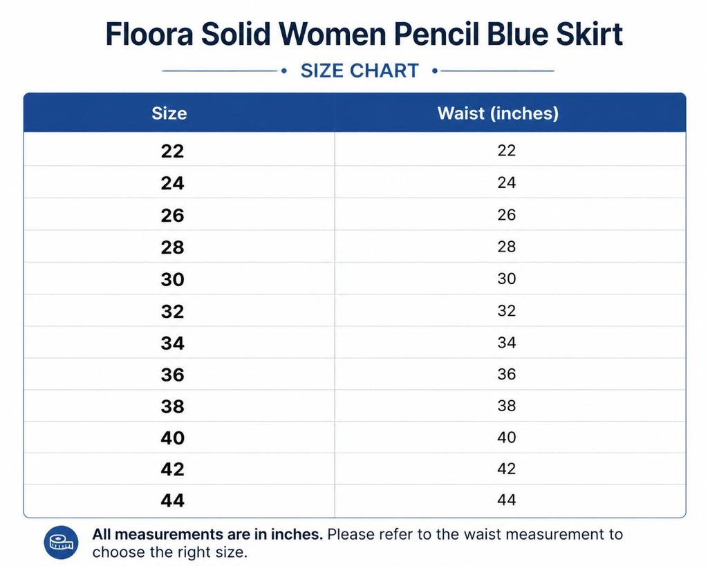 Blue Solid Pencil Skirt for Women