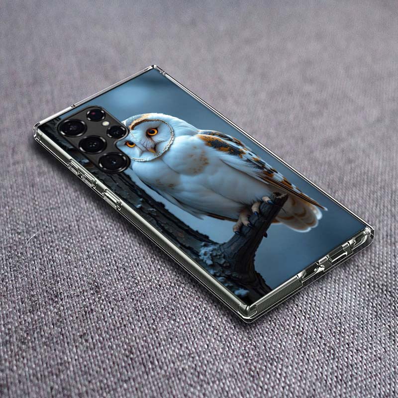 Owl in Winter Phone Case For Samsung Galaxy S24 S23 S21 S20 FE S22 S26 Ultra S25 Edge S10 Plus Cover Clear TPU Capa Shell Coque