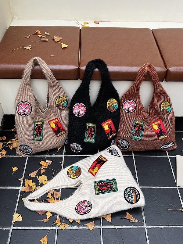 Cotton Casual Shoulder Bag With Knitted Design For Daily Use