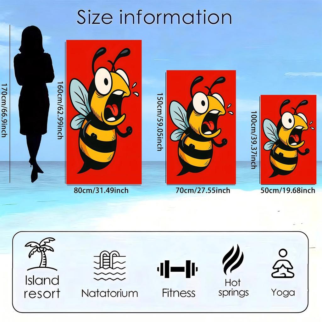 Cartoon bee - Fun insect pattern polyester microfiber beach towel is highly absorbent, suitable for swimming and beach outings