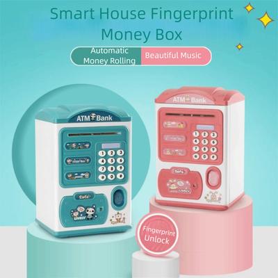 Cartoon Fingerprint Piggy Bank Fingerprint Unlock Password Lock ATM Password Bank Simulate Unlocking Large Space