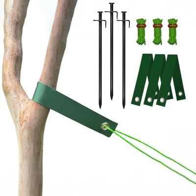 Sada kůlů pro stromy Heavy Duty Podpěry pro mladé stromy proti špatnému počasí Sada kůlování stromů s kolíky do země 4m lana Vázací pásky na stromy pro naklánějící se stromy