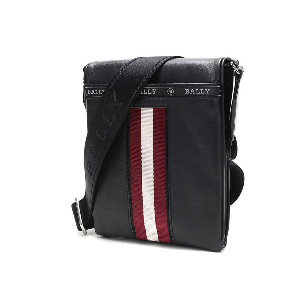 Bally Striped Leather Crossbody Shoulder Bag Men Bags Black HUYA-10