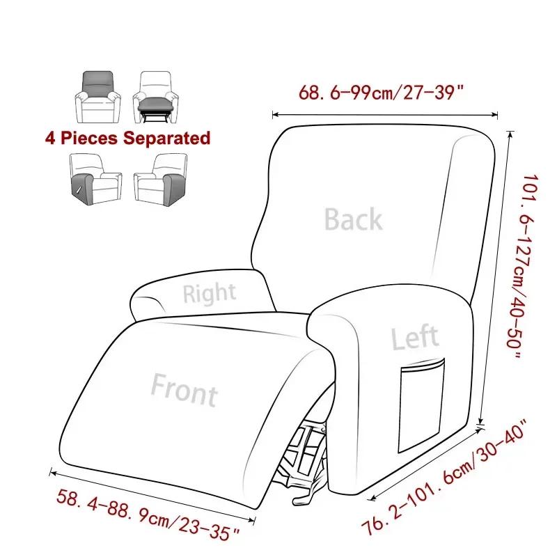 4Pcs Split Recliner Sofa Cover for Living Room  Chair Covers Armchair Covers Stretch Non Slip Couch Protector Slipcovers