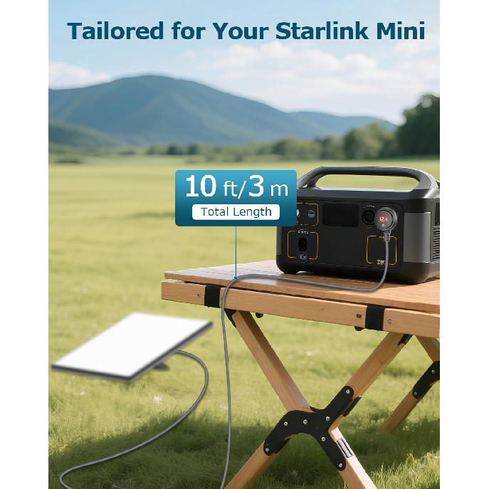Starlink Mini Power Cable 10FT 12V Car Adapter for Starlink Mini | With Switch & Digital Voltage Display, Starlink Mini Cable Cigarette Lighter
