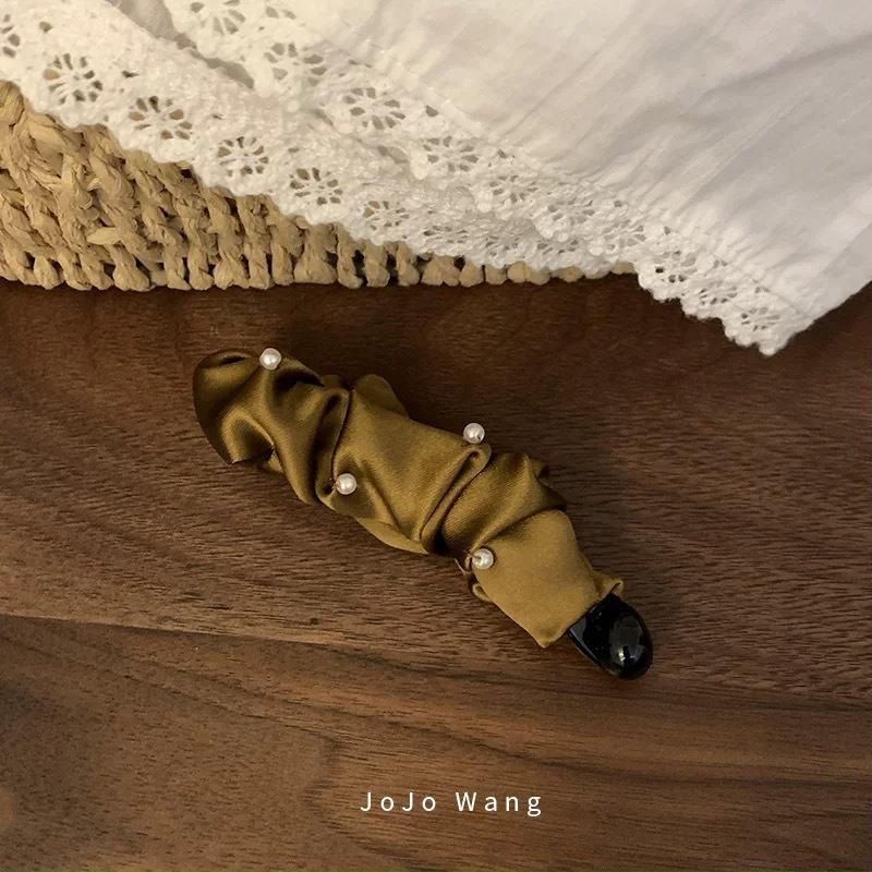 Small Pearl Banana Clip, Vertical Clip, Simple Ponytail Clip, High-end Hair Clip, Elegant Korean Hair Accessory and Headwear