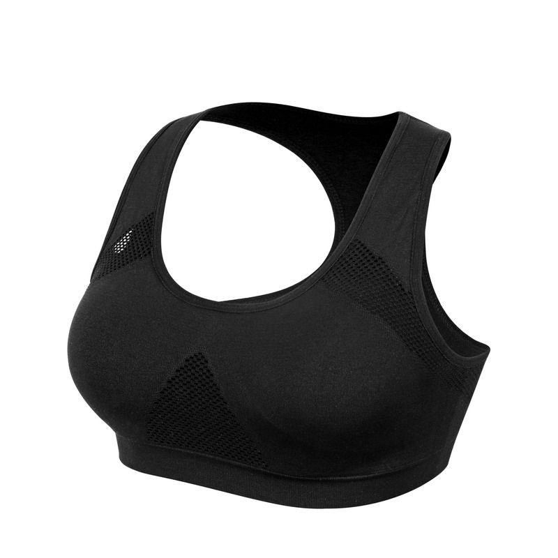 Women Breathable Padded Sports Bra With Hollow Out Design And Pure Color