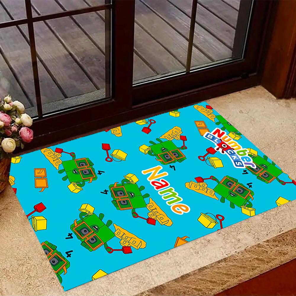 Tappeto da pavimento con blocchi numerici Inverno Divertente Nome Personalizzabile Tappeto per Ufficio Design per Stanze dei Giochi Camere da Letto Ingresso Tappeto Antiscivolo per Esterni Ufficio Arredamento per la Casa